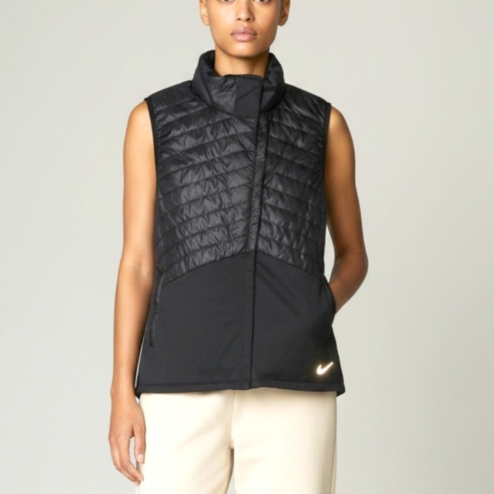 Nike Essential Quilted Running Training Vest Lightweight Black Womens Sz XL